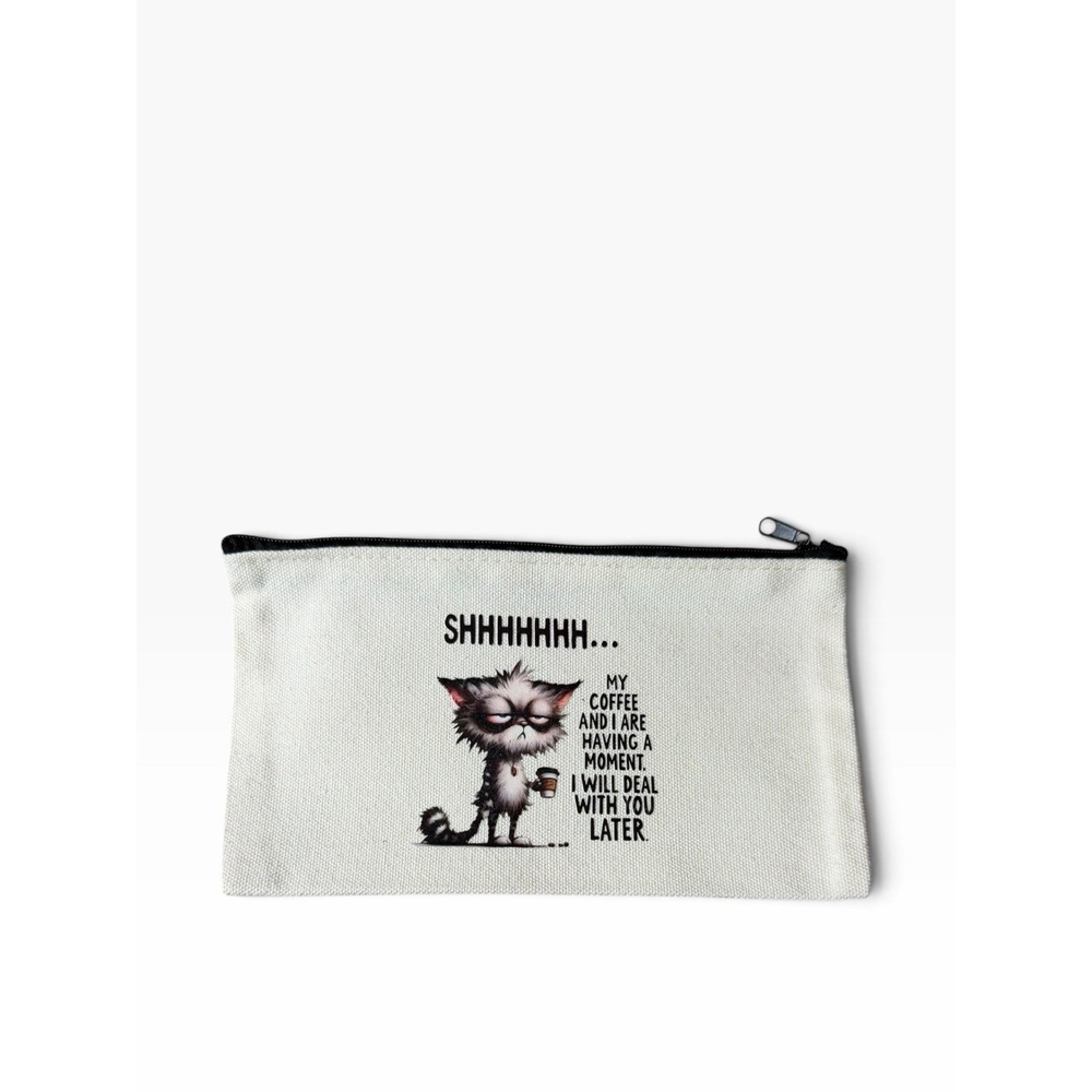 New Novelty Zipper Pouch Bag white shhh coffee and i having a moment